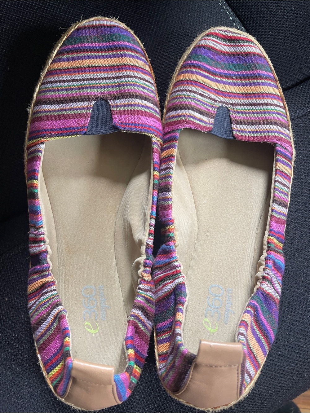 East Spirit e360 Women's Striped Espadrille Flats in Multicolor size 6.5